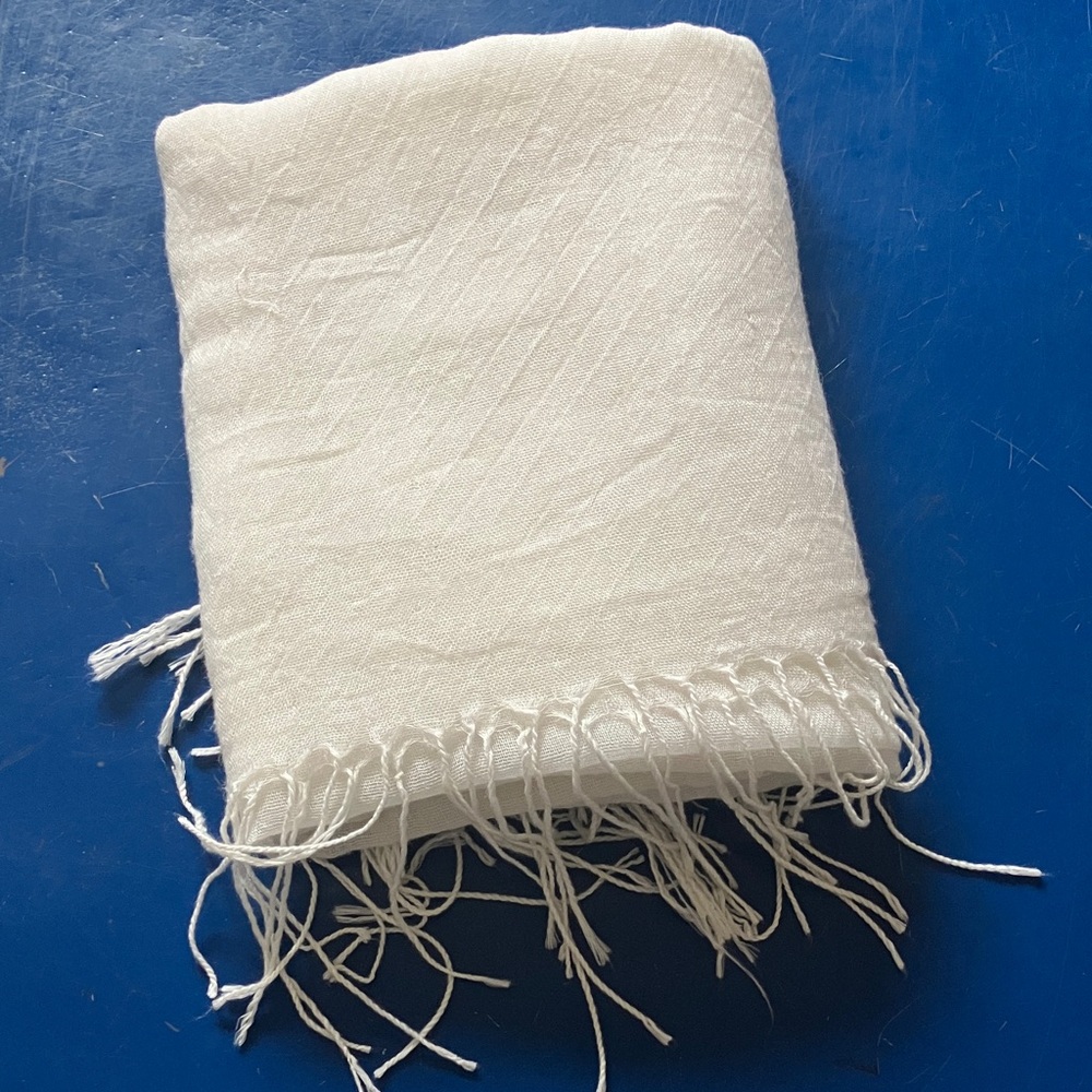 Elegant super loose weave White Fringe Scarf